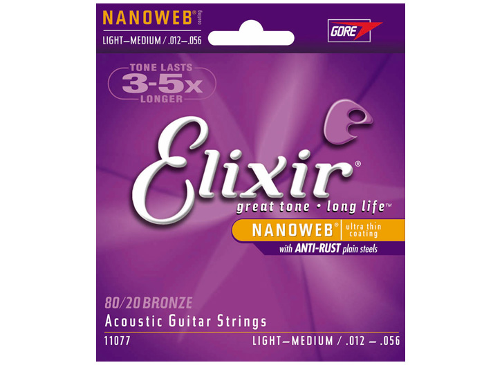 Elixir Nanoweb Acoustic Guitar String Set - Light-Medium 12-56