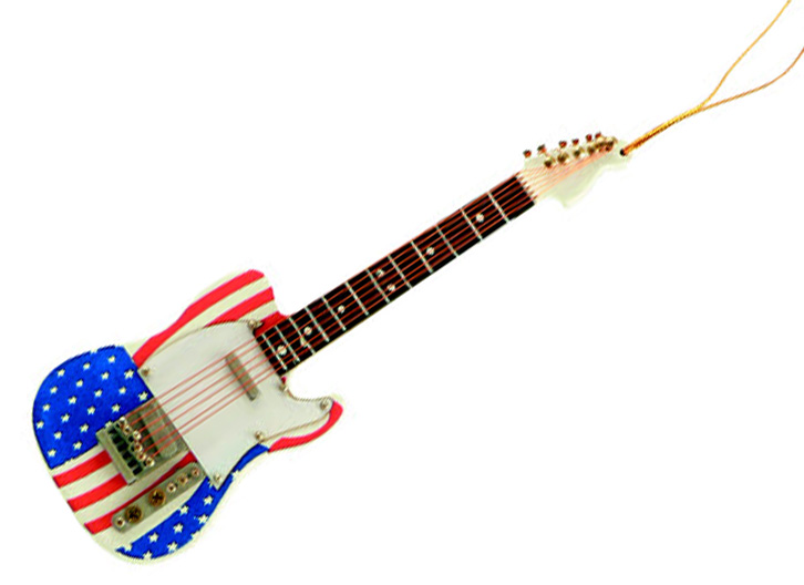 AIM Gifts 9220 Electric Guitar US Flag Ornament