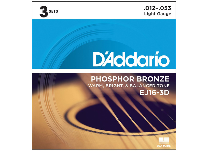 D'Addario EJ16 Phosphor Bronze Guitar String Set - 3 Pack