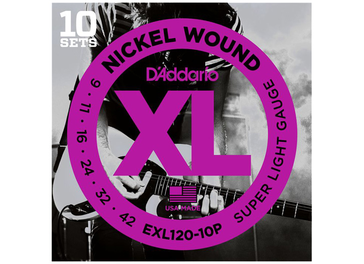 D'Addario EXL120 Nickel Wound Guitar String 10-Pack - .009-.042