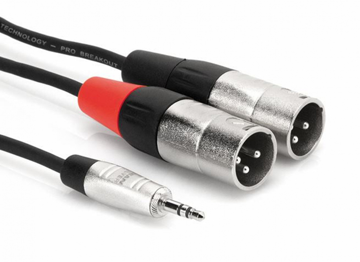 Hosa HMX-010Y Pro Stereo Breakout Cable 2 Male XLR to 3.5mm