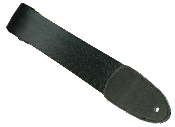 Henry Heller 2" Nylon Seatbelt Webbing Guitar Strap with Leather Ends - Black