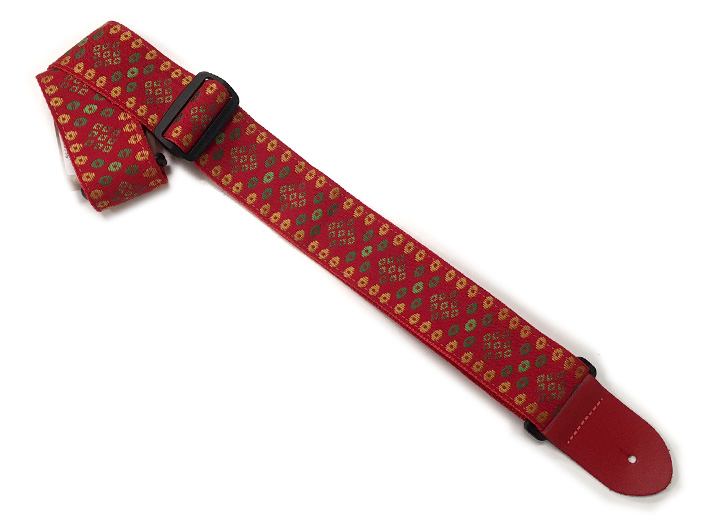 Henry Heller 2" Vintage-Inspired Guitar Strap - Green &Yellow Eyes on Red