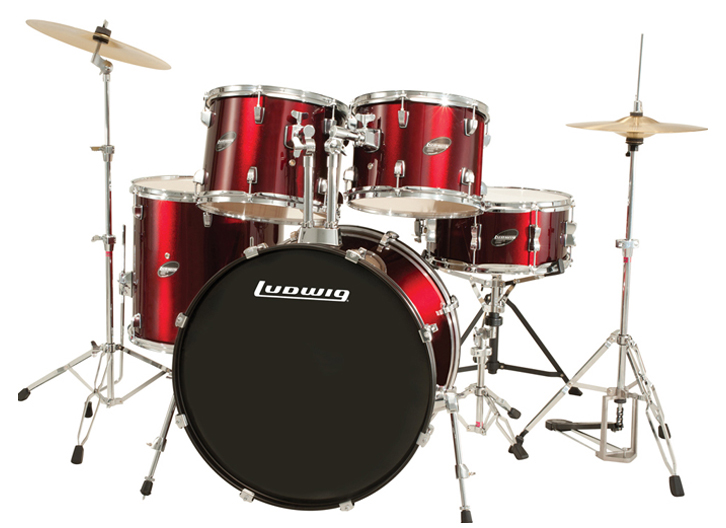 Ludwig Accent Drive 5-Piece Drumset with Hardware & Cymbals - Wine Red