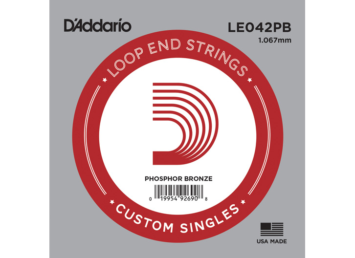 D'Addario LE042PB Phosphor Bronze Loop End Single String - .042