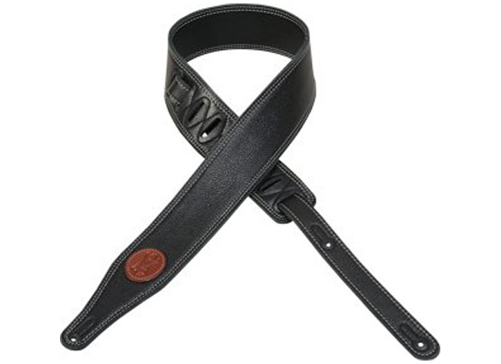 Levy's M17SS 2.5" Garment Leather Guitar Strap with Contrasting Stitching - Black