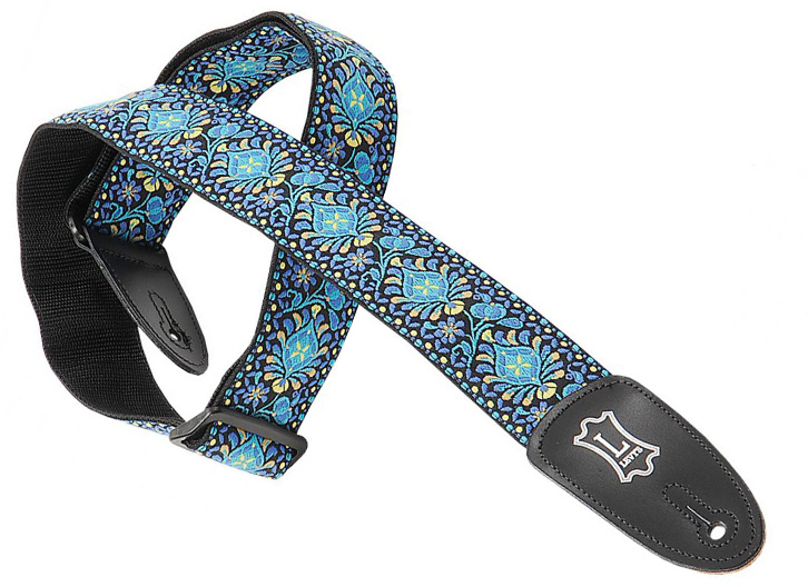 Levy's M8HT 2" Hootenany Jacquard Guitar Strap - Teal Flowers