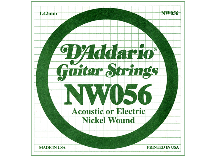 D'Addario NW056 Nickel Wound .056" Single Guitar String