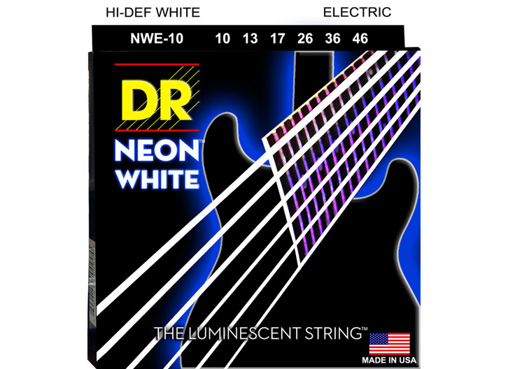 DR NWE-10 Neon Electric Guitar String Set - White Medium 10-46
