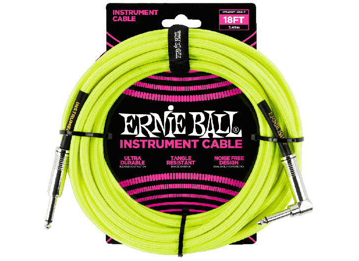 Ernie Ball Cloth Jacketed Instrument Cable 18' - Neon Yellow
