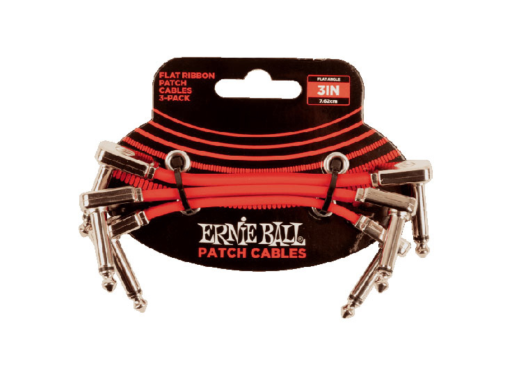 Ernie Ball Flat Ribbon Patch Cables 3" - Red - 3 Pack