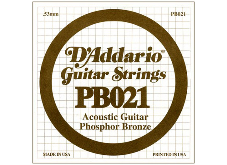 D'Addario PB021 Phosphor Bronze .021" Single Guitar String