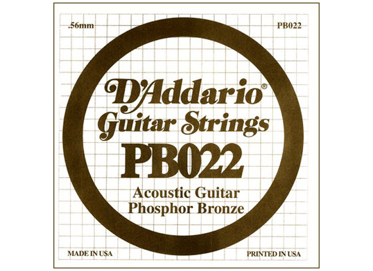 D'Addario PB022 Phosphor Bronze .022" Single Guitar String