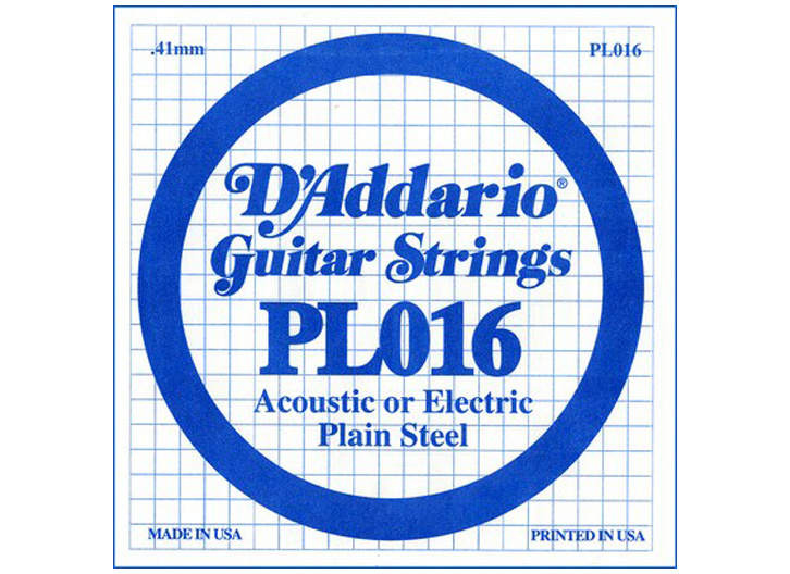 D'Addario PL016 Plain Steel .016" Single Guitar String