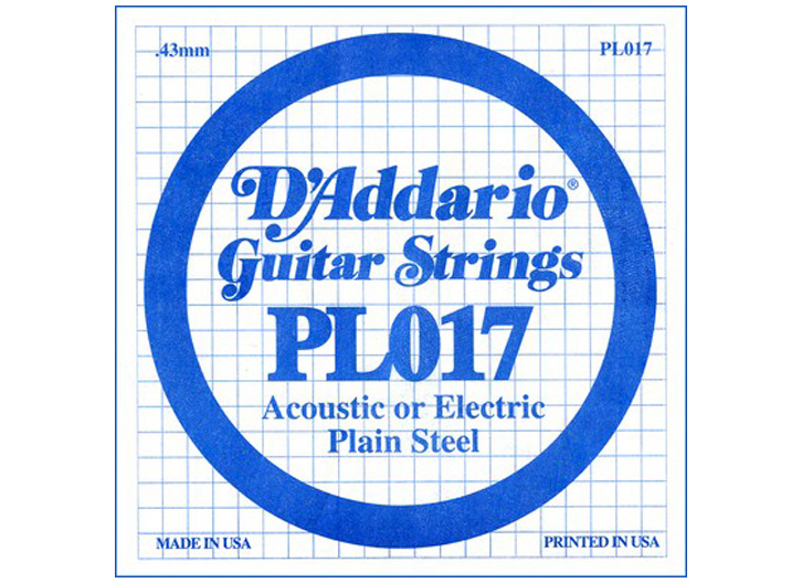 D'Addario PL017 Plain Steel .017" Single Guitar String