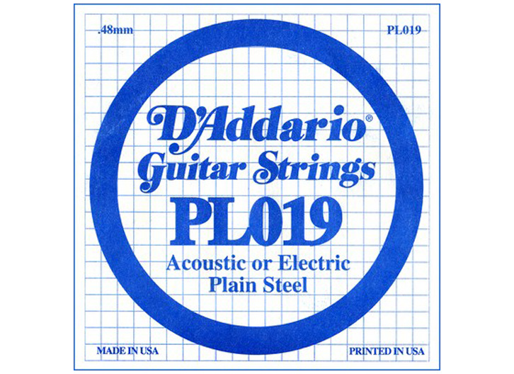 D'Addario PL019 Plain Steel .019" Single Guitar String