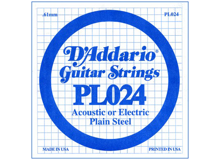 D'Addario PL024 Plain Steel .024" Single Guitar String