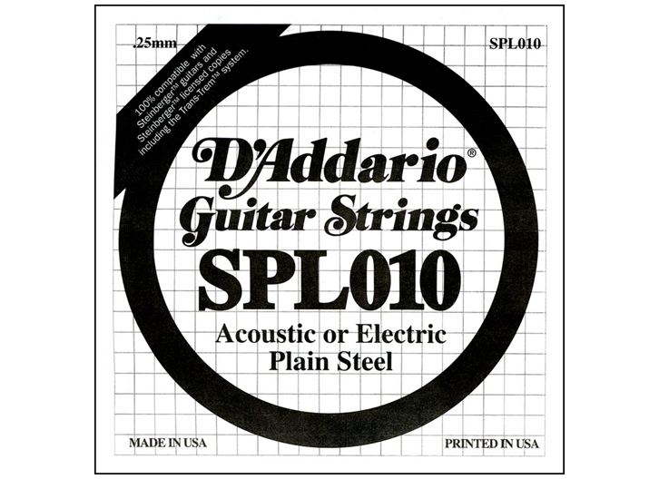 D'Addario Double-Ball End Plain Steel .010 String