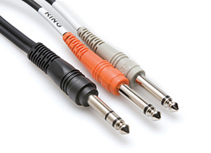Hosa STP-204 1/4" TRS-M - Dual 1/4" TS-M Insert Cable - 15'