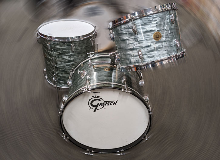 Used Gretsch Mid 50's Broadkaster "Bop" 3 Piece Drum Kit - Midnight Blue Pearl